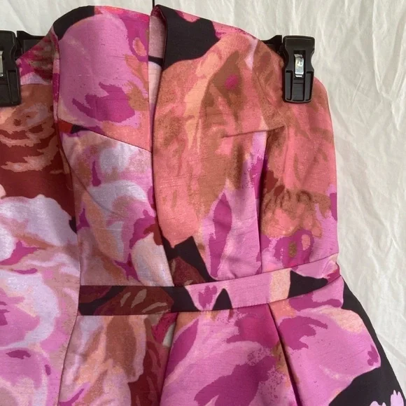 Cameo Strapless Abstract Floral Bustier Top Peplum Corset Modern Party Size S - Picture 7 of 15